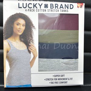 Lucky Brand Ladies Cotton Stretch Tank 4-pack GREEN‎